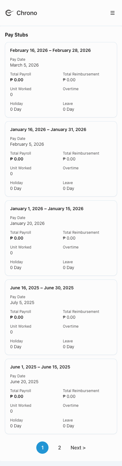 Chronomedia paystubs detail