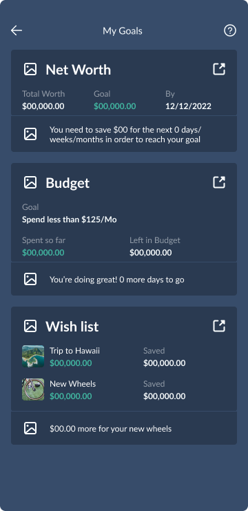 Kidough goals and progress view