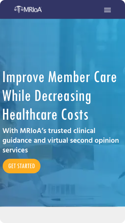 MRIOA mobile homepage hero