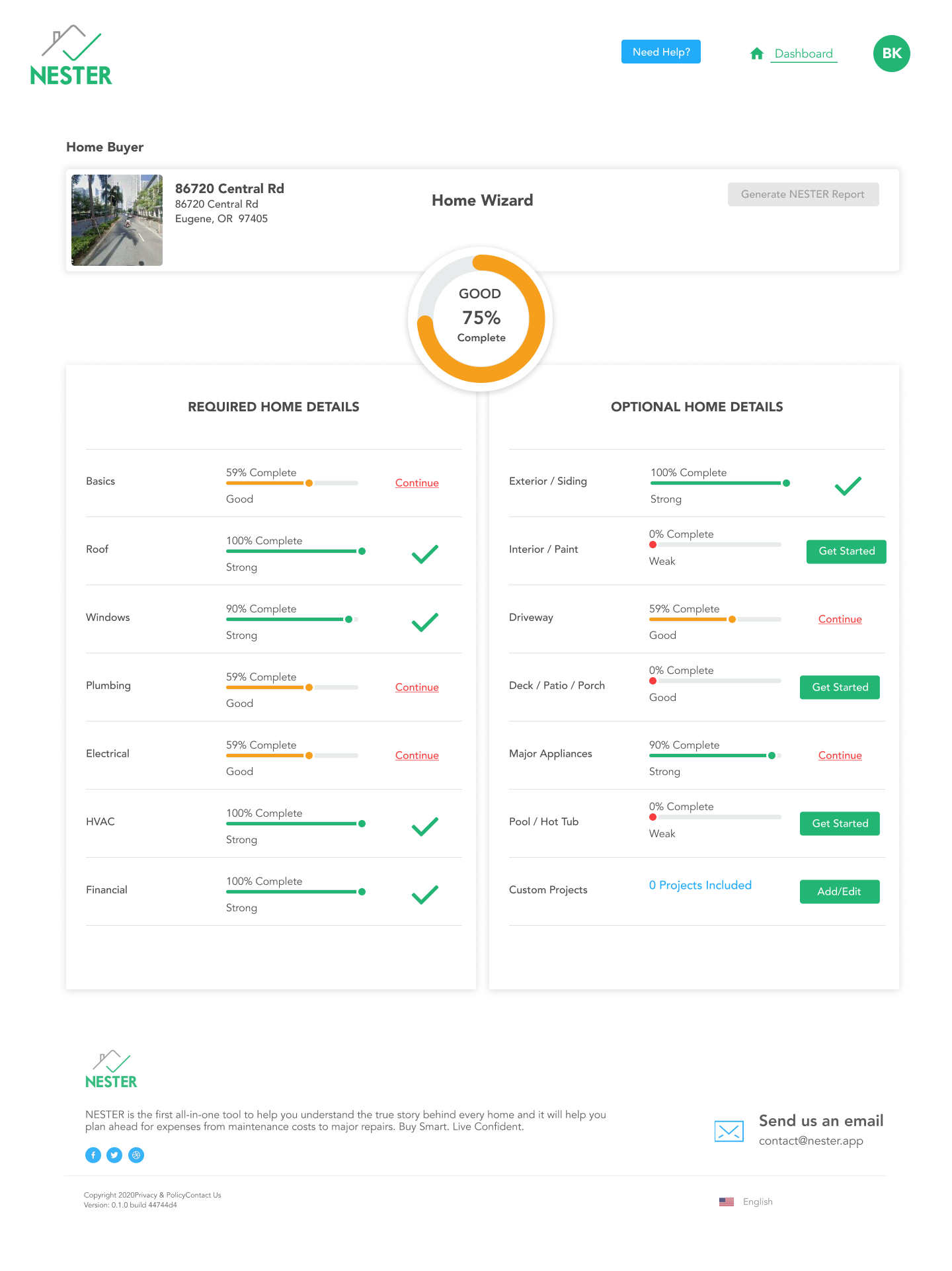 Nester buyer workflow and comparison detail view