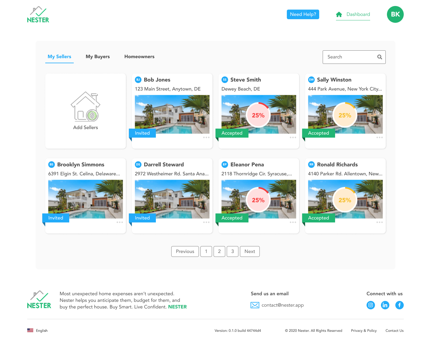 Nester seller dashboard and reporting workspace