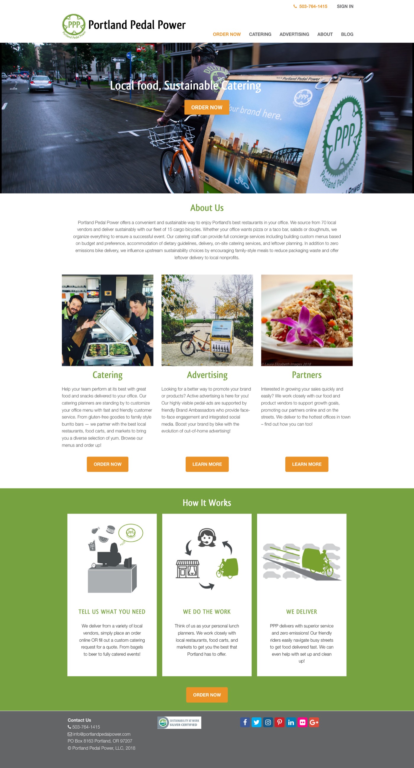 Portland Pedal Power full homepage layout